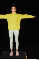  Waja casual dressed jeans pink sneakers standing t poses whole body yellow sweater with turleneck 0001.jpg